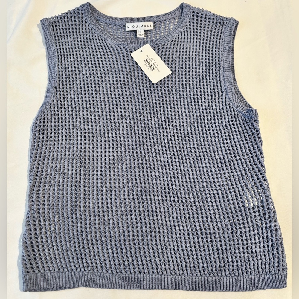Miou Muse Open Knit Sleeveless Top